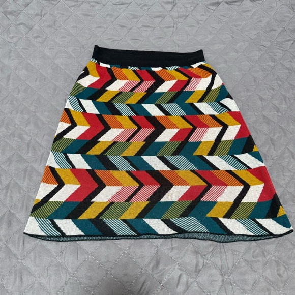 Anthropologie Maeve Size XS Multicolor Geometric Knit Knee Length Sweater Skirt - Picture 2 of 16